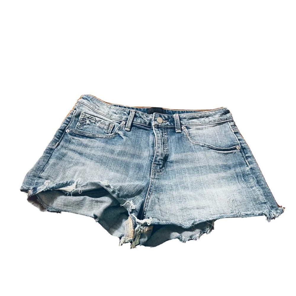 Buckle Light Blue Distressed Denim Jean Shorts